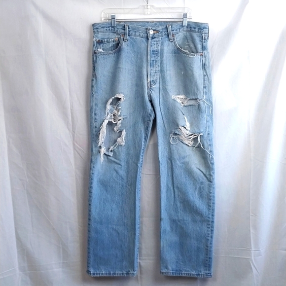 Levi's Other - Vintage 1990s Levi's 501 Button Fly 35" x 30" Distressed Stone Washed Jeans